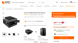 Fuente de alimentación Corsair CX650 por 59,90€