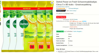 5 pakken Dettol multireinigingsdoekjes citrus voor €11 bij Amazon