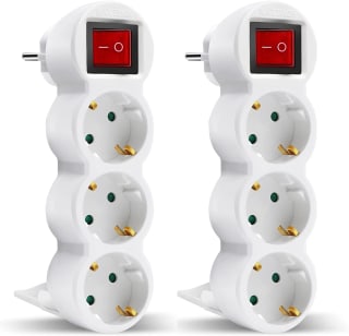 2 unidades de Adaptador Plano 3 en 1 EXTRASTAR con Interruptor y Tres tomas por solo 4,99€