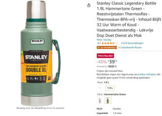 Stanley the legendary classic ‘double XL’ drinkfles voor €39,74 bij Amazon.nl