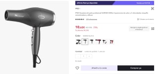 Secador pelo profesional SURKER 3500w 3 posiciones calor y 2 velocidades por 6,54€