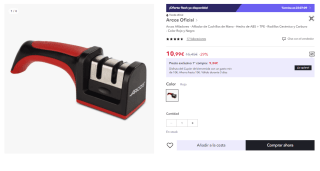 Afilador de Cuchillos de Mano Arcos - Hecho de ABS + TPE - Rodillos Cerámico y Carburo por 7.16€