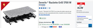 Raclette Grill de 1700W Severin por 35.99€