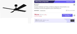 EnergySilence Aero 5200 Line. Ventilador de Techo con Mando a Distancia, Temporizador y Luz LED Ventilador de techo . 60 W, Motor de Cobre, 52", 4 Aspas, 3 Velocidades por 63.29€