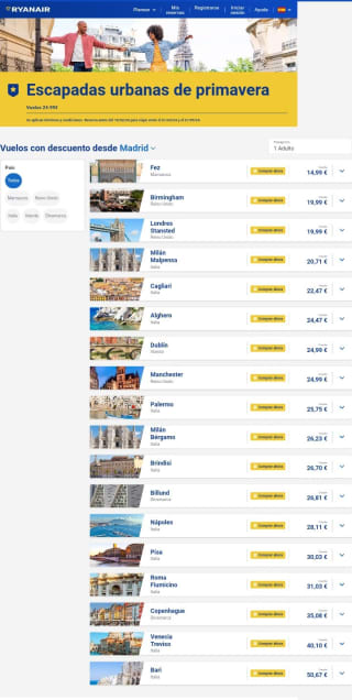 Escapadas urbanas para primavera con vuelos desde 24,99€ con Ryanair.