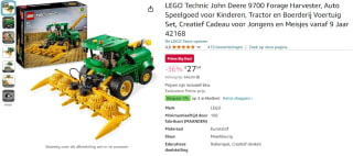 Lego Technic 42168 John Deere Forage Harvester met Amazon Prime voor €27,54