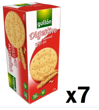 7 Paquetes de Gullón Galletas Digestive, 33% menos de grasa, Fuente de Fibra, 250 gr por 6.93€