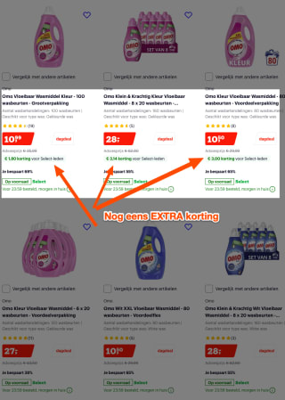 DAGDEAL tot 65% korting op Robijn, OMO en Sun