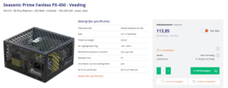 Seasonic Prime Fanless PX-450 voor €113,85 bij Azerty