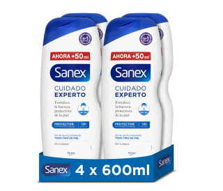 12 GELES DE DUCHA Sanex Cuidado Experto Protector Gel de Ducha Pack 4 Uds x 600ml por 24,14€