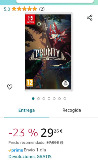 Pronty Nintendo Switch por 29,26€.