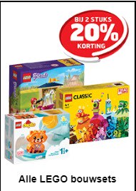Lego bouwsets 20% korting bij 2 stuks bij Trekpleister