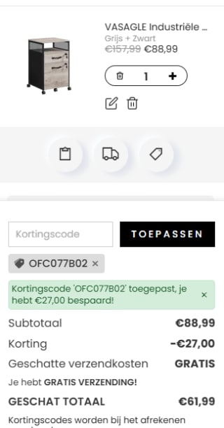 VASAGLE archiefkast voor €61,99 dmv code Songmics
