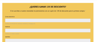 15€ descuento para tu primera compra de +160€