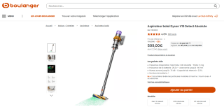 Aspirateur balai DYSON V15 Detect Absolute à 599€