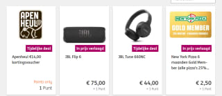 Diverse deals voor 1 ING punt per stuk met evt. een bijbetaling