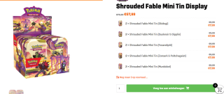 Pokemon TCG Scarlet & Violet Shrouded Fable - Mini Tin - Display (10 stuks) voor €57,99 bij Piplupplaza