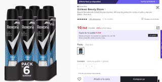 Rexona Desodorante Cobalt Dry para hombre, 48 horas 200ml x Pack de 6 por 10,96€ (6,58€ cuenta nueva)