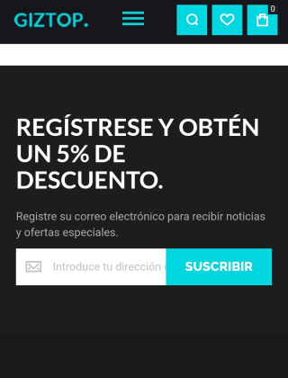 -5% por suscribirnos a la Newsletter Giztop.