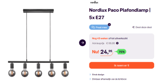 Nordlux Paco Plafondlamp 5-lichts (E27) voor €24,95 bij iBood
