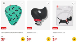 Diverse Takkie fietsaccessoires vanaf €3,59 bij de Hema