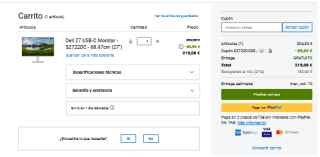 Monitor USB C Dell S2722DC 27 pulgadas QHD por solo 219€