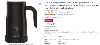 Krups Control XL1008 elektrische melkopschuimer voor €28,98 bij Amazon