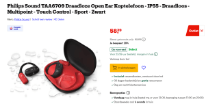 Philips Sound TAA6709 Draadloze Open Ear Koptelefoon voor €58,39 bij Bol