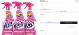 Pack de 3 unidades Vanish Quitamanchas del día a día para la ropa 4 en 1 por solo 8,21€