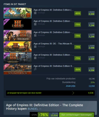 Age of Empires III: Definitive Edition - The Complete History voor €13,91 via Steam