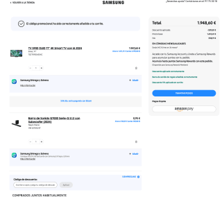 Samsung TV S93D OLED 77” 4K con IA 2024 + Barra de sonido Q700D + Barra de sonido C400 por 1.768,10€ + 300€ reembolso