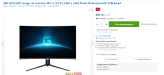 MSI G32CQ5P - LED-Monitor Gebogen - 31.5" - Wide Quad HD 2560 x 1440 voor €235,18 bij Max Ict