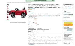 Coche eléctrico FEBER Jeep Cherokee rojo 12V Radiocontro por 159,60€