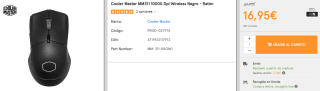 Raton Cooler Master MM311 10000 Dpi Wireless por 16.95€