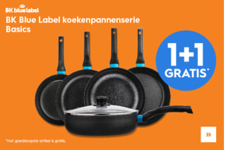 BK Blue Label basics pannen 1+1 gratis bij Blokker