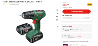 Taladro BOSCH Easydrill 18V-40 (2X 2,0Ah) + Al18V-20 por 64,99€