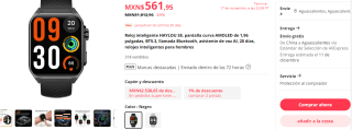 Smartwatch marca Haylyou modelo S8 Amoled por $561.95 en AliExpress