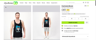 Camiseta Tirantes Hombre, Bowie por 3,99€