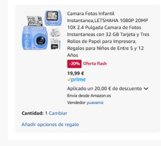 Camara Fotos Infantil Instantanea 1080P por 19,99€