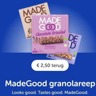 €-2,50 korting op een MadeGood granolareep via Tikkie