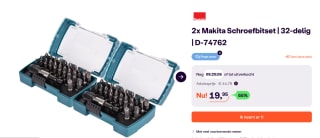 Makita D-74762 Schroefbitset 32-delig- 2 stuks voor €19,95 bij Ibood