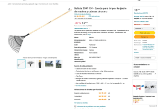 Escoba Bellota 3041cm de madera y cabezas de acero para jardin por 13,50€
