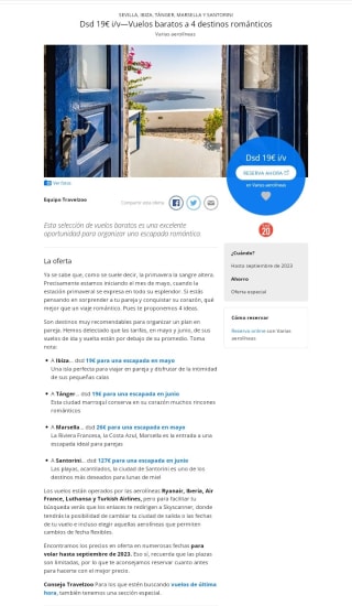 Destinos Románticos desde 19€ ida/vuelta.