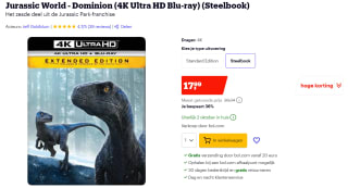 Jurassic World - Dominion | 4K Ultra HD Blu-ray voor €17,99 bij Bol.com