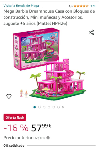Mega Barbie Dreamhouse Casa con Bloques de construcción, Mini muñecas y Accesorios por 57,99€