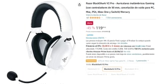Auriculares Gaming Inalámbricos Blanco Razer BlackShark V2 Pro por 119.99€