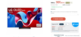 TV 55" OLED Evo LG OLED55C4 (2024) - 4K, 144Hz OLED Motion, à 991,50€