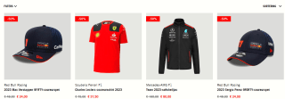 Tot 60% korting op veel F1 Merchandise ( oa RedBull )