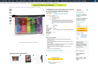 Set 5 marcadores en forma pintauñas de muñecas Rainbow High con bolsa por 3,50€