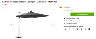 Le Sud freepole parasol Limoges - antraciet - Ø300 cm voor €89,50 bij Leenbakker